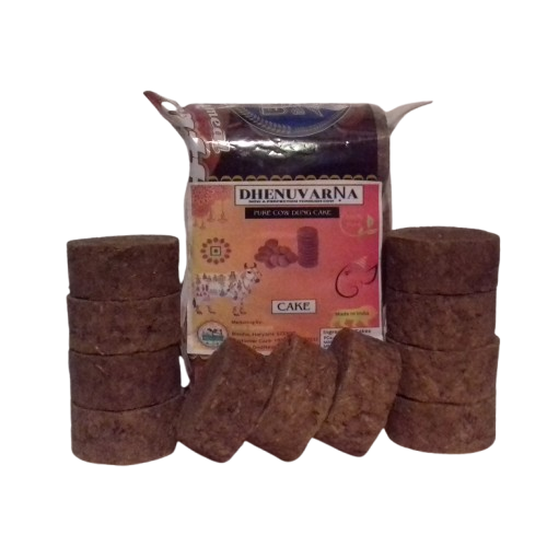 Dhenuvarna 100% Pure Cow Dung Cake for Pooja, Gobar ke Upale, Gober Ke kande for Havan Puja (Pack of 2x12=24 Pcs)