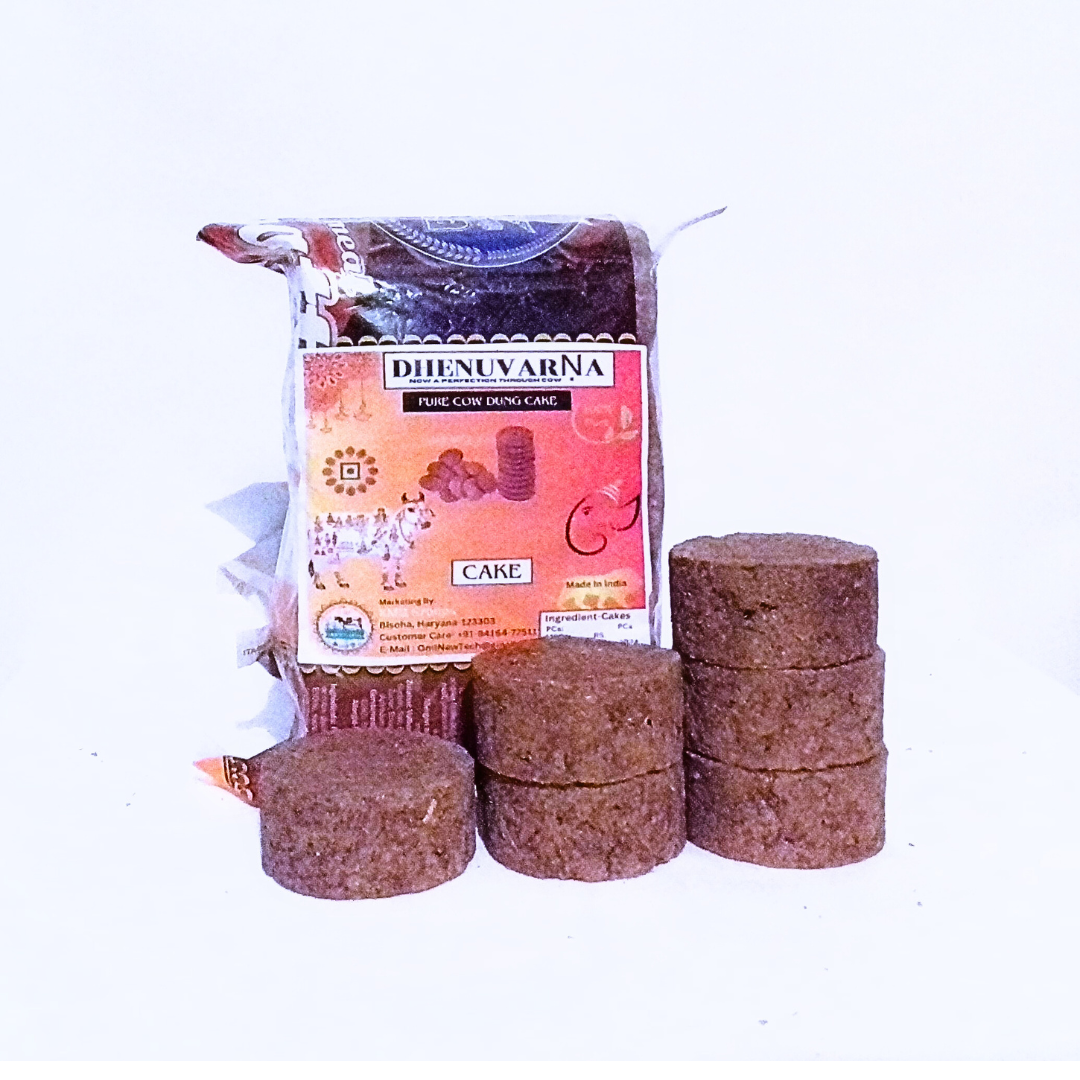 Dhenuvarna 100% Pure Cow Dung Cake for Pooja, Gobar ke Upale, Gober Ke kande for Havan Puja (Pack of 1x12=12 Pcs)